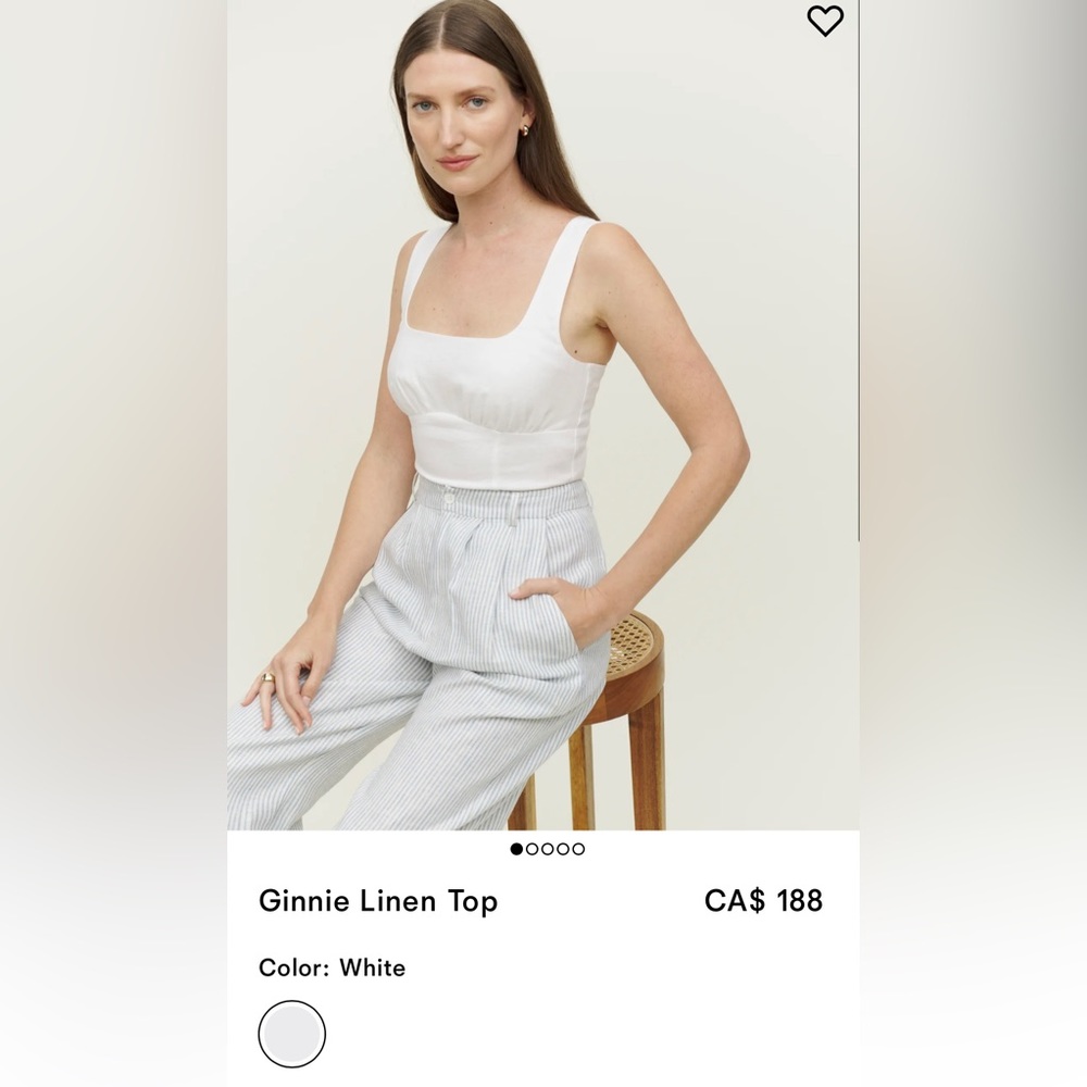 Reformation White Linen Top